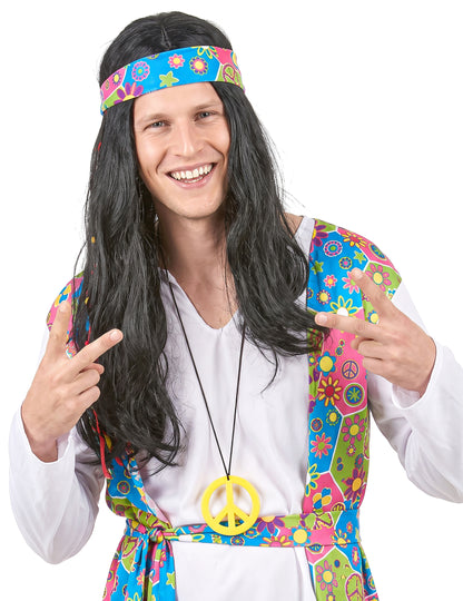 Disfarce de hippie homem efeito ganga