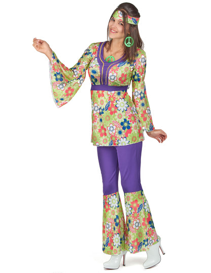 Vue d'ensemble du déguisement hippie pour femme