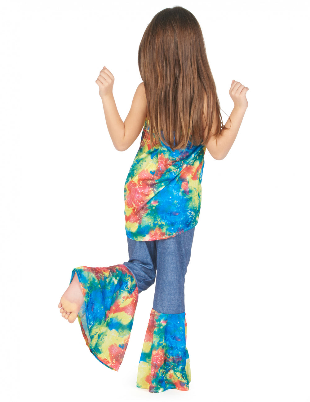 Vue de dos du déguisement hippie pour fille