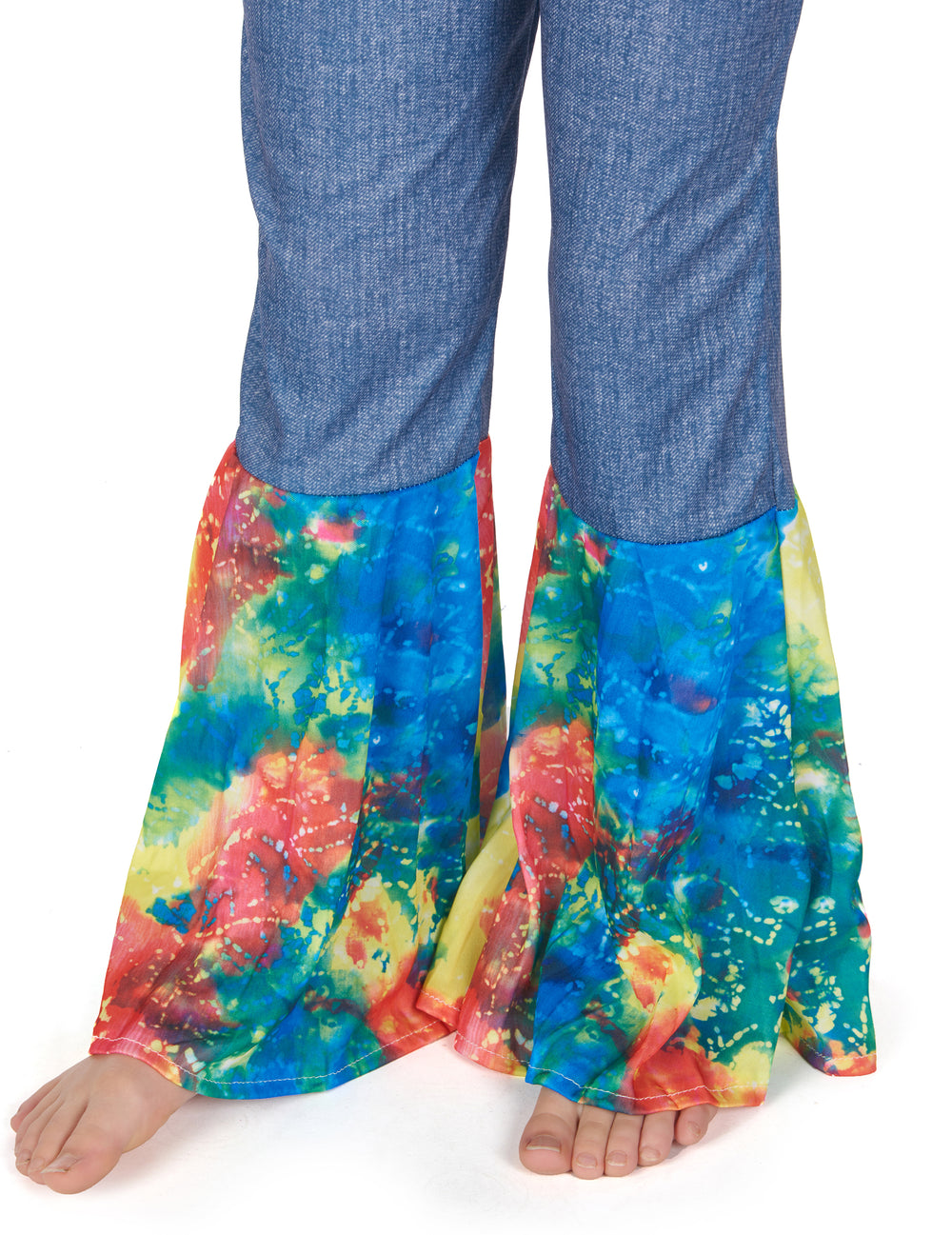 Détail du bas du pantalon à pattes d'eph du déguisement hippie pour fille