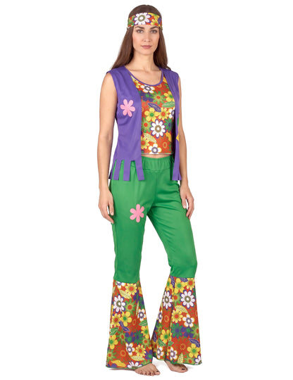 Disfarce hippie flower power mulher