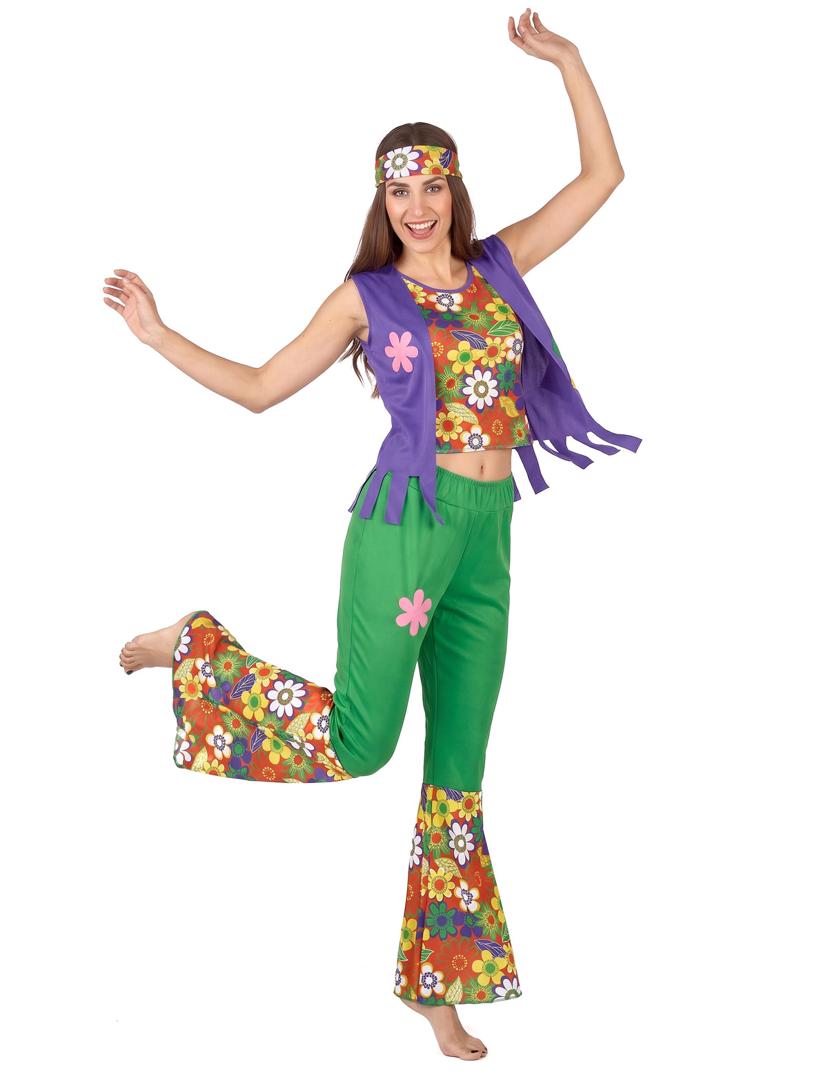 Disfarce hippie flower power mulher