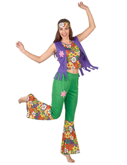Disfarce hippie flower power mulher