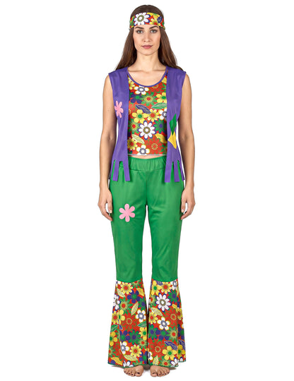 Disfarce hippie flower power mulher