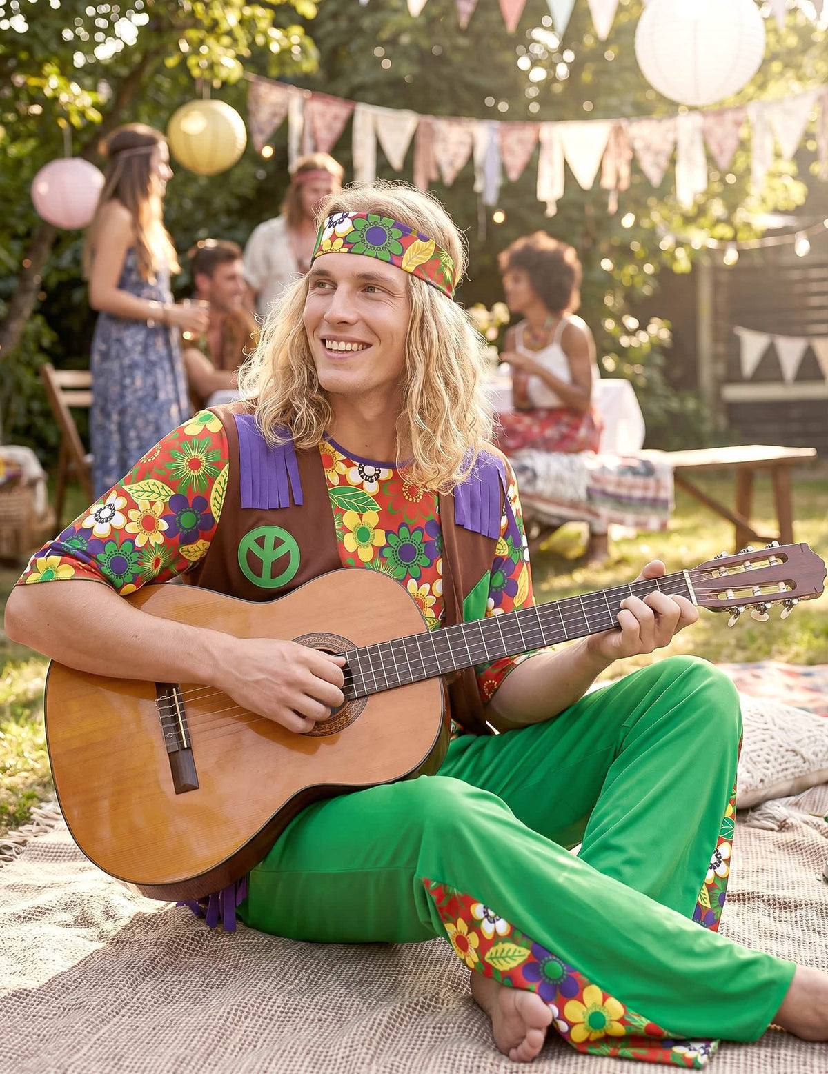 Disfarce hippie poder das flores - homem