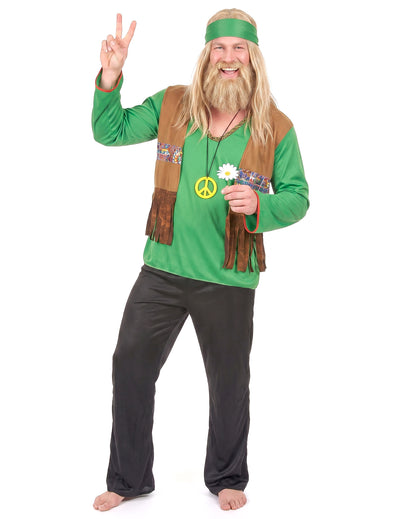 Disfarce de hippie homem verde