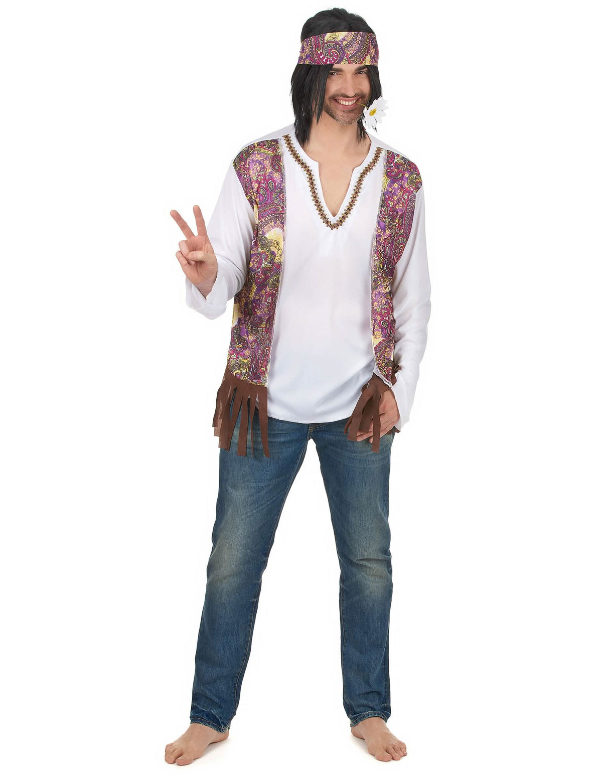 Disfarce Hippie com franjas homem