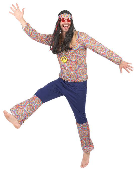 Disfarce de hippie homem psicodélico