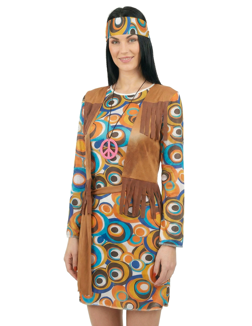 Vue de face du déguisement hippie motifs ronds