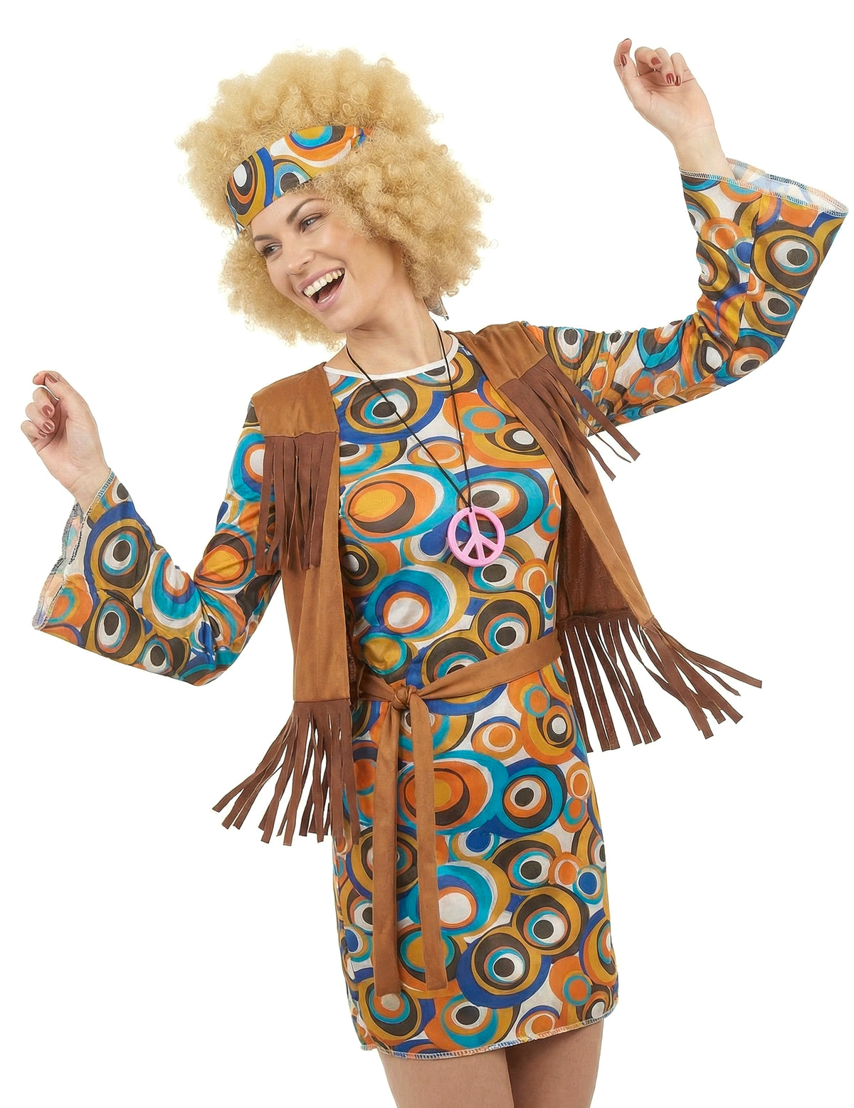 Vue de profil du déguisement hippie motifs ronds