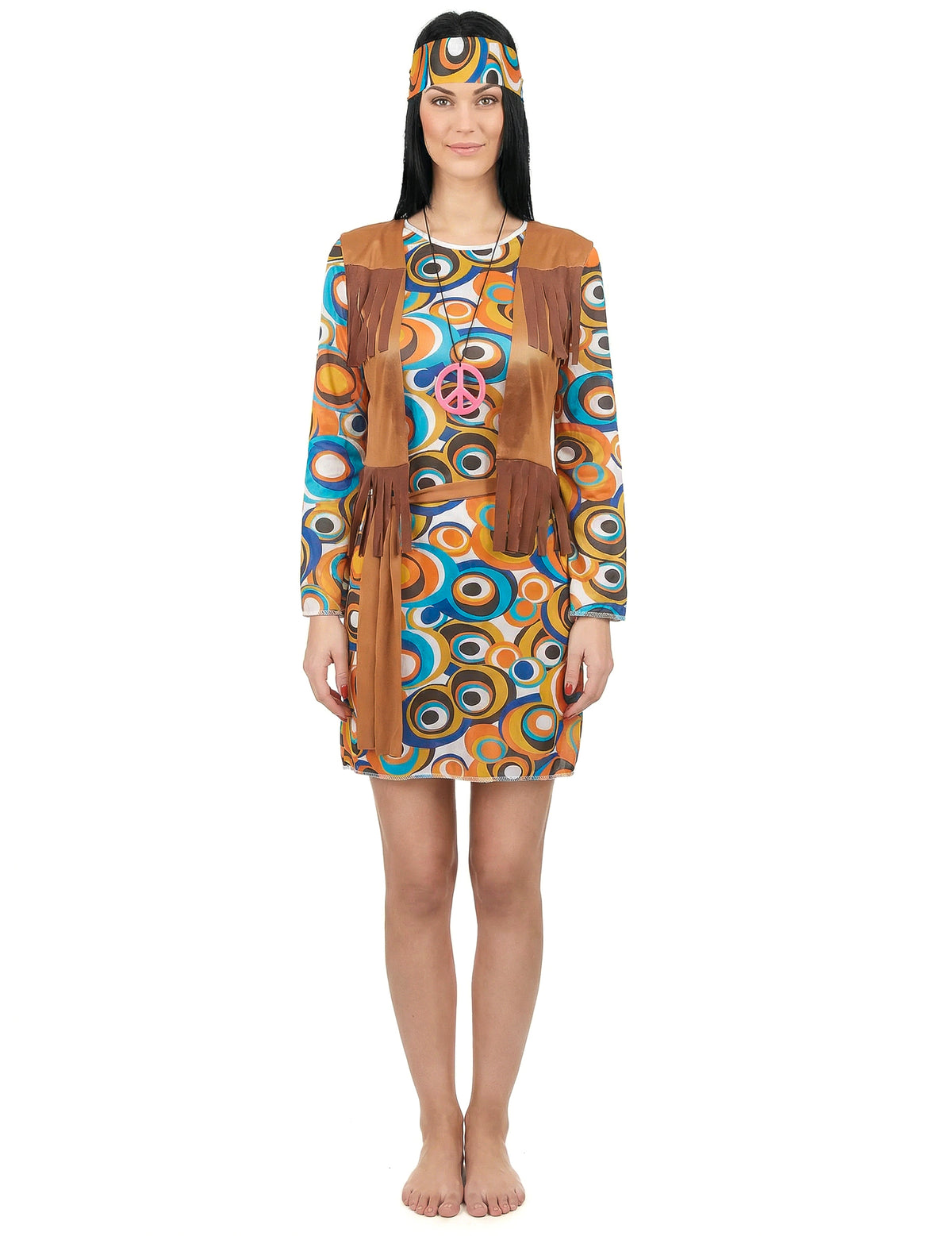 Vue d'ensemble du déguisement hippie motifs ronds