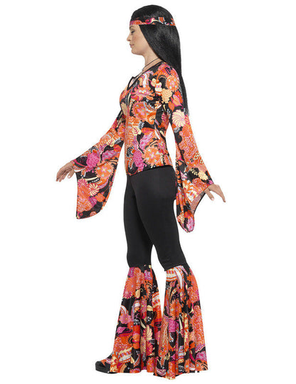 Disfarce hippie preto e colorido mulher