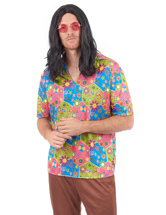 Disfarce de hippie homem calças à boca de sino