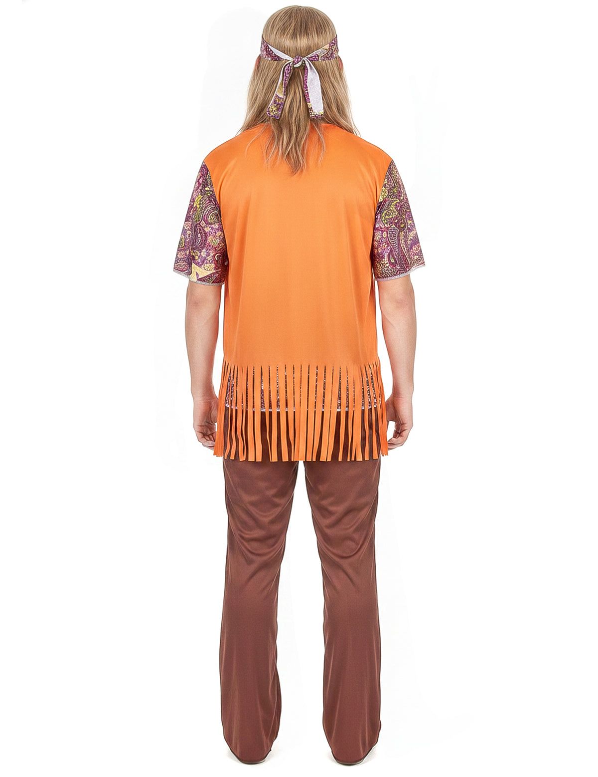Disfarce hippie cor-de-rosa e castanho homem