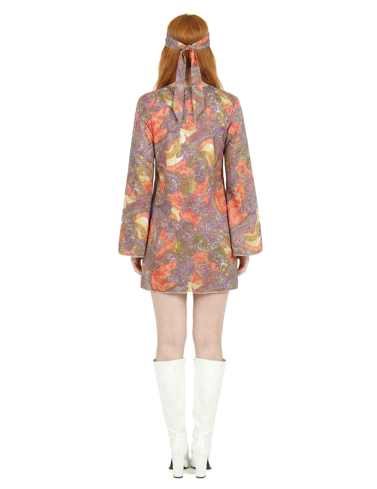 Vue de dos du déguisement hippie pour femme