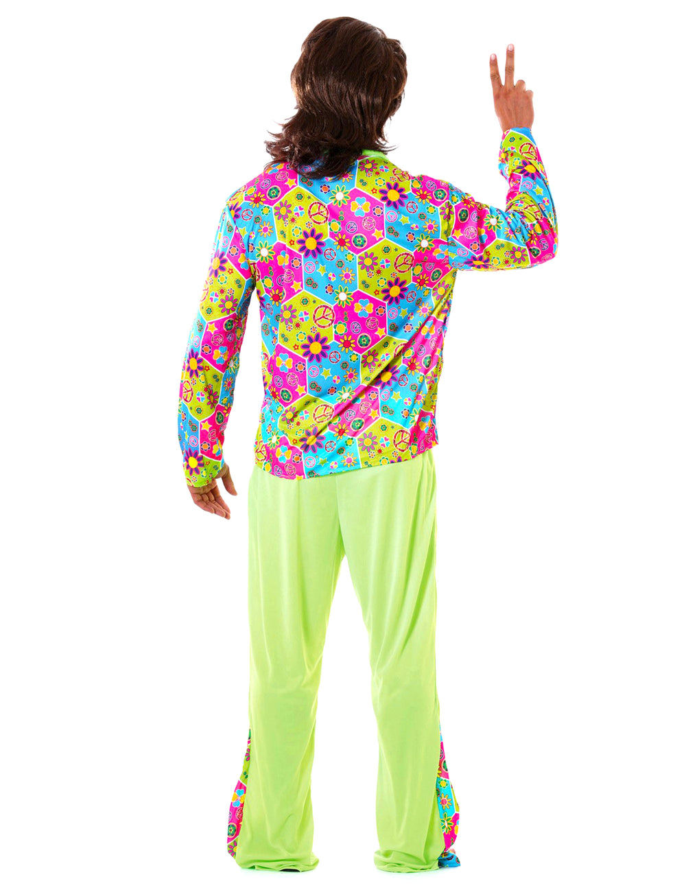 Vue de dos du déguisement de hippie pour homme