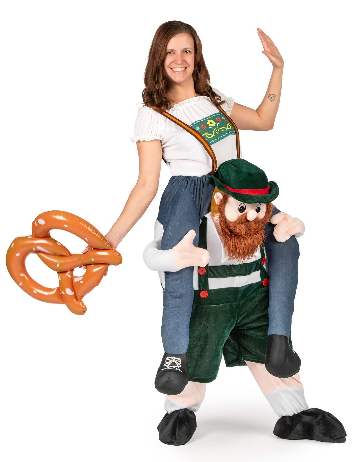 Bretzel carry me do disfarce às costas de bávaros e tiroleses para adulto