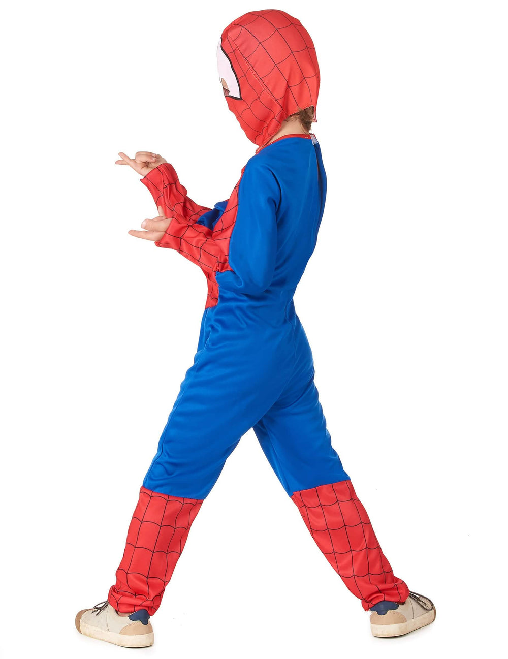 Vista de trás do fato de homem-aranha