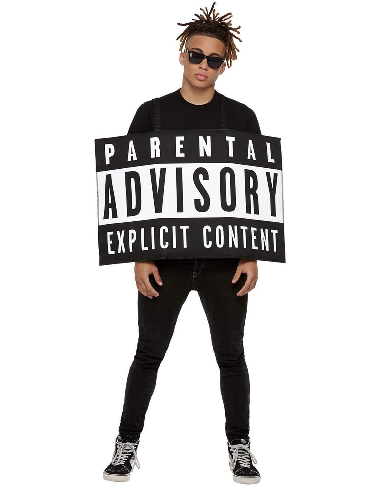 Déguisement humoristique Parental Advisory pour adulte noir et blanc
