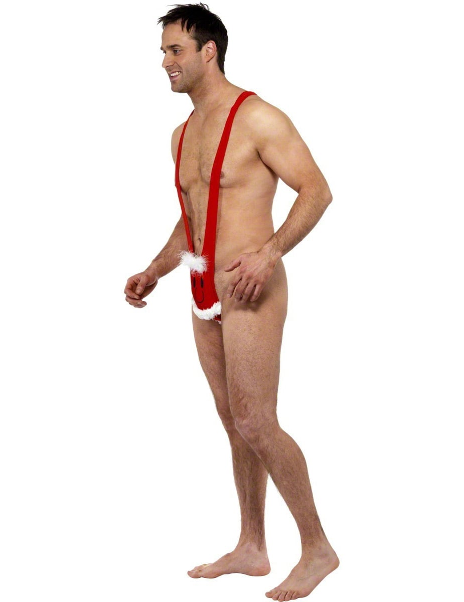 Vue de profil du mankini humoristique Père Noël