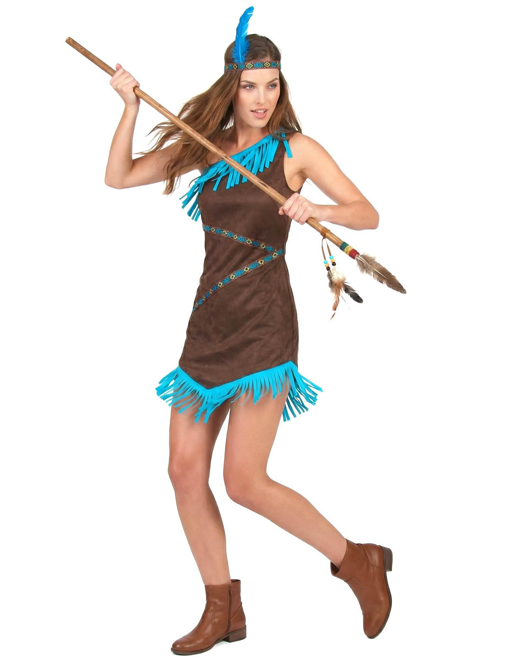 Lança indiana do disfarce de mulher indiana castanho e azul