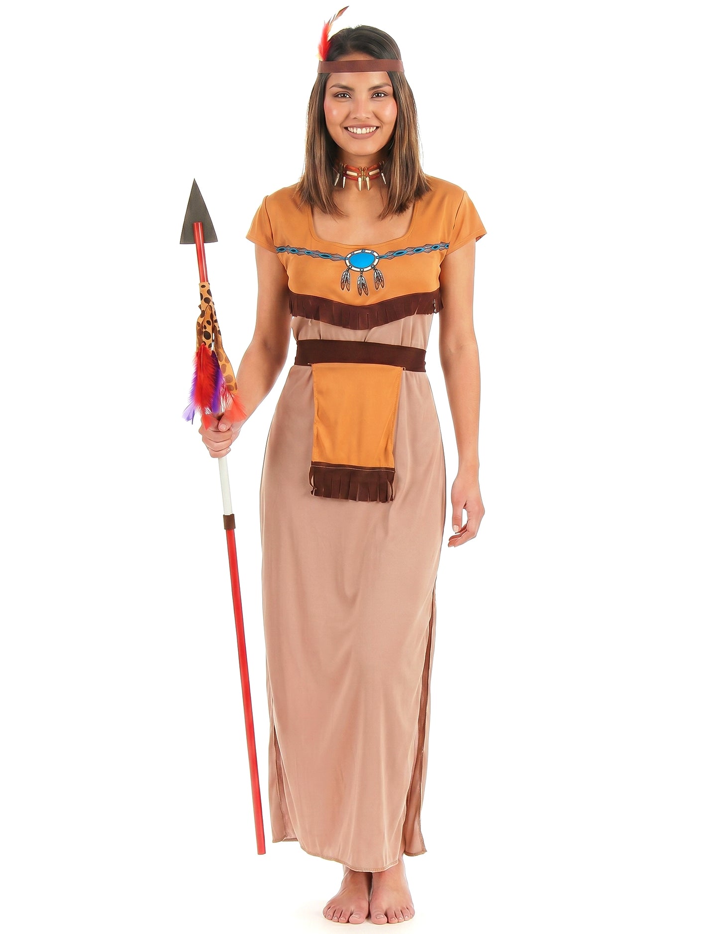Disfarce índia mulher vestido comprido