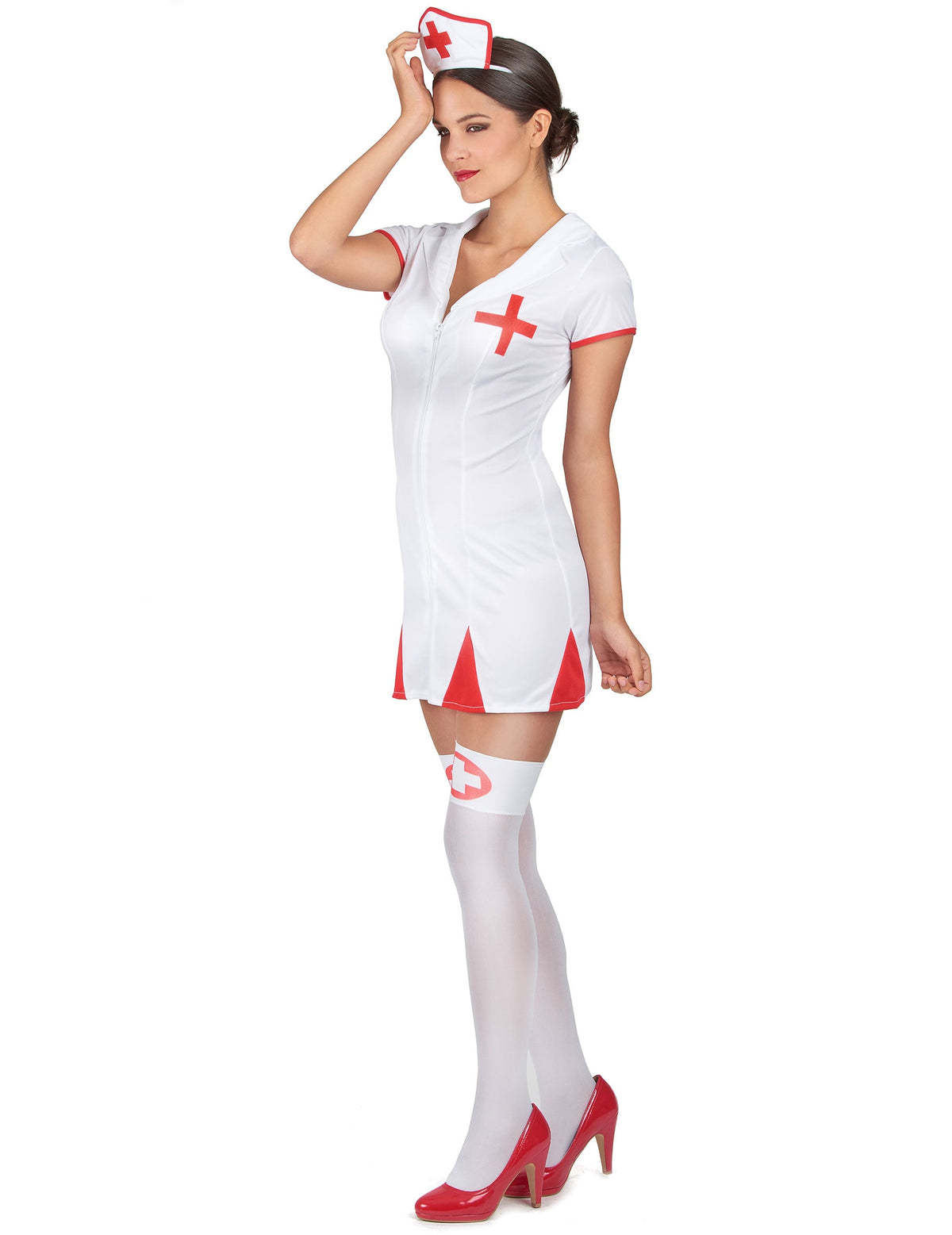 Vue de profil du déguisement infirmière robe courte