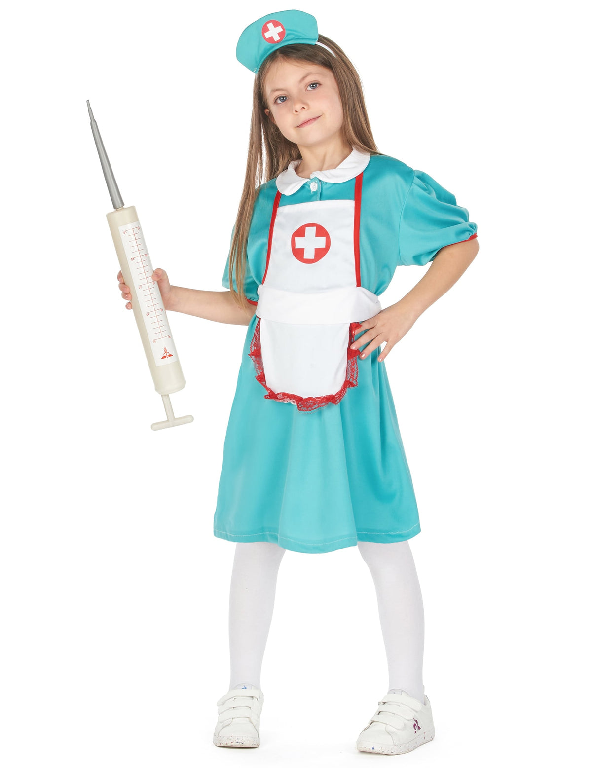Déguisement infirmière pour fille vert avec tablier et coiffe