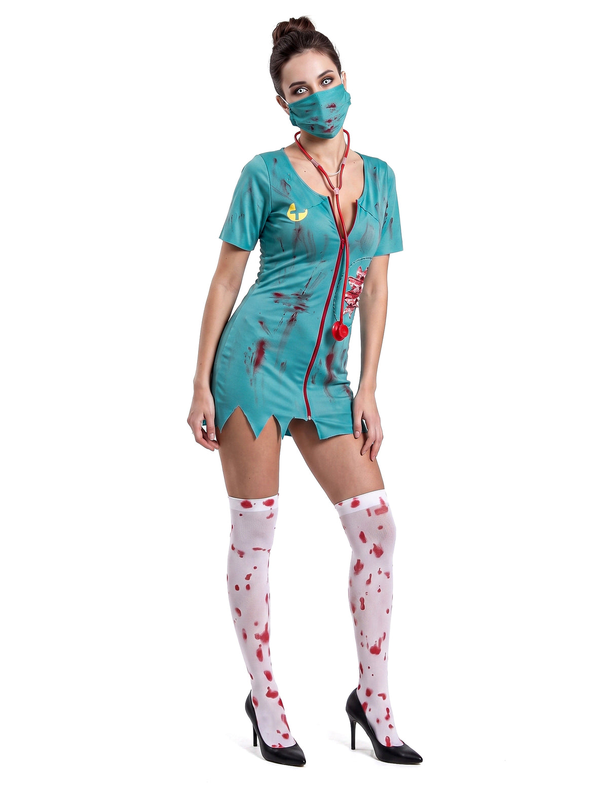 Disfarce enfermeira zombie para mulher