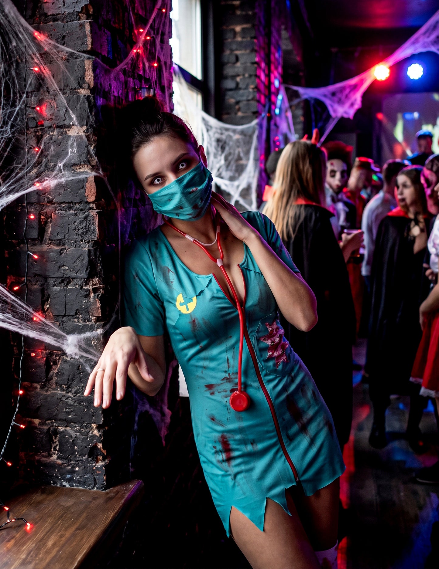 Disfarce enfermeira zombie para mulher