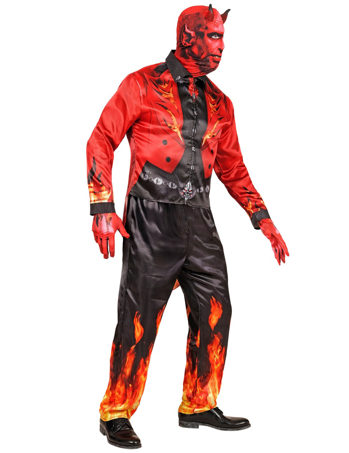 Fantasia de diabo de fogo de corpo inteiro para adultos