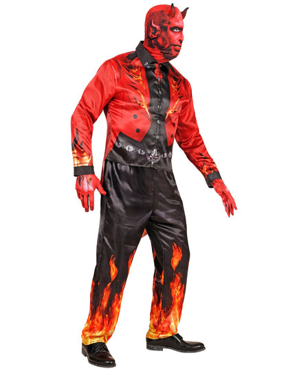 Fantasia de diabo de fogo de corpo inteiro para adultos