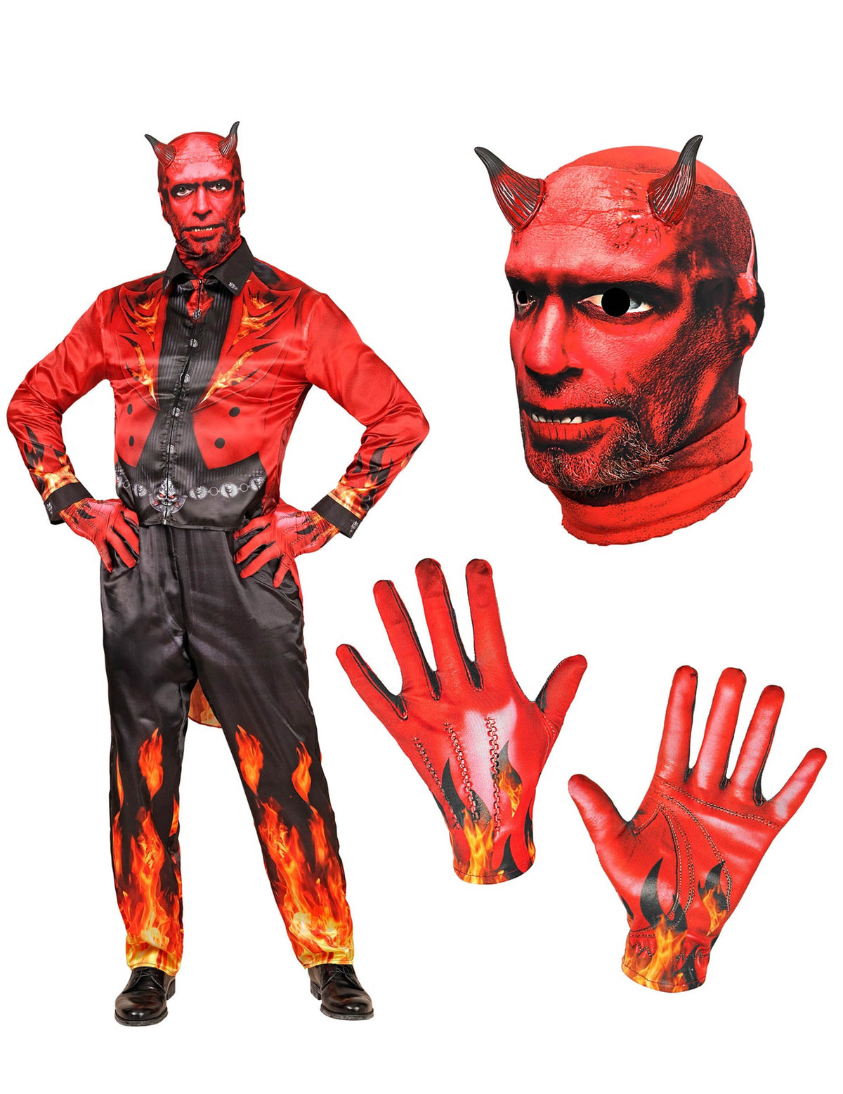 Fantasia de diabo de fogo de corpo inteiro para adultos