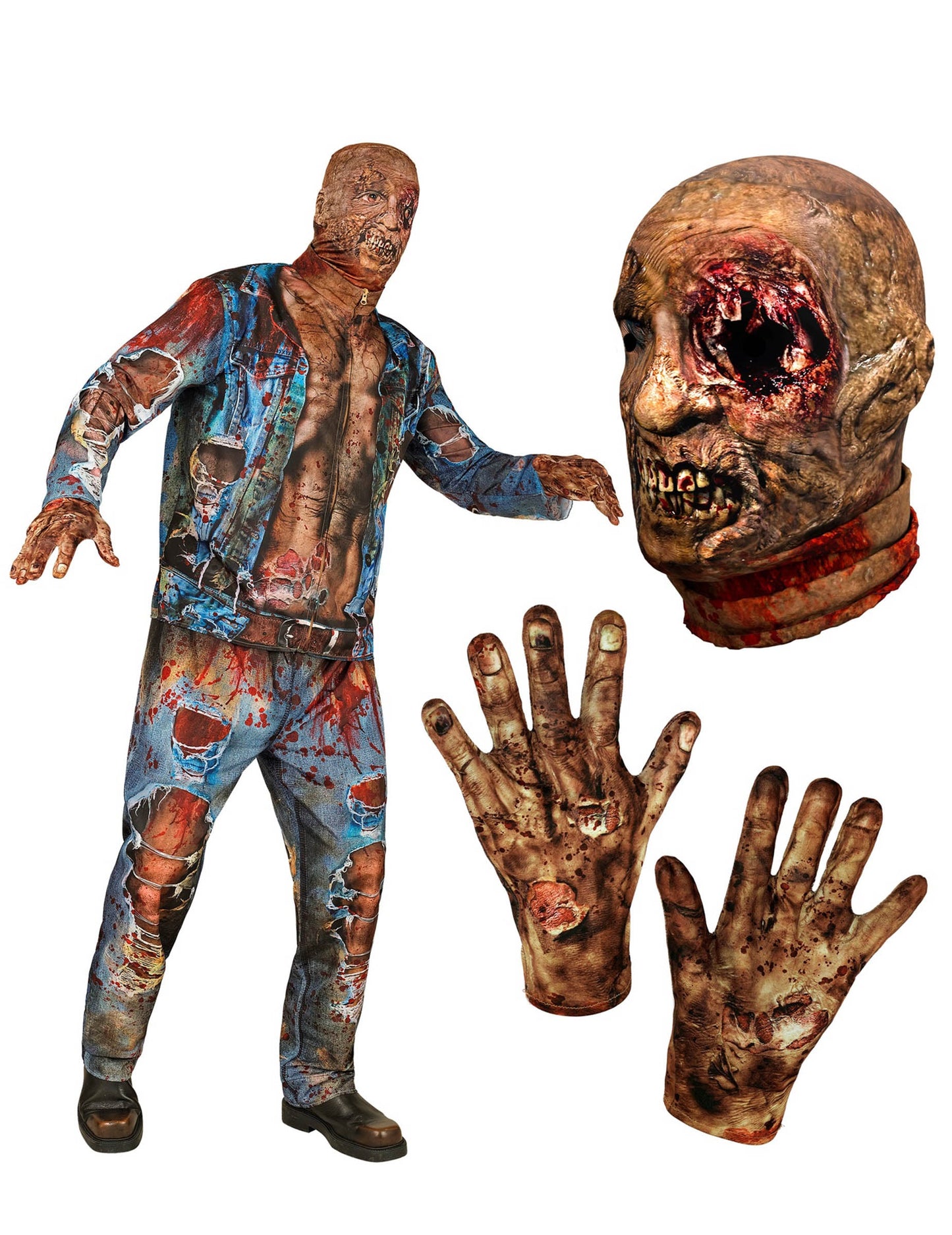 Fantasia de zumbi de corpo inteiro para adultos