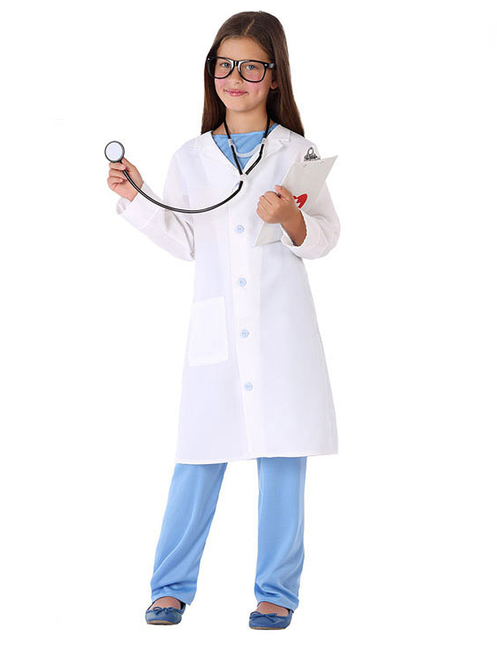 Déguisement de docteur pour enfant blanc et bleu avec stéthoscope