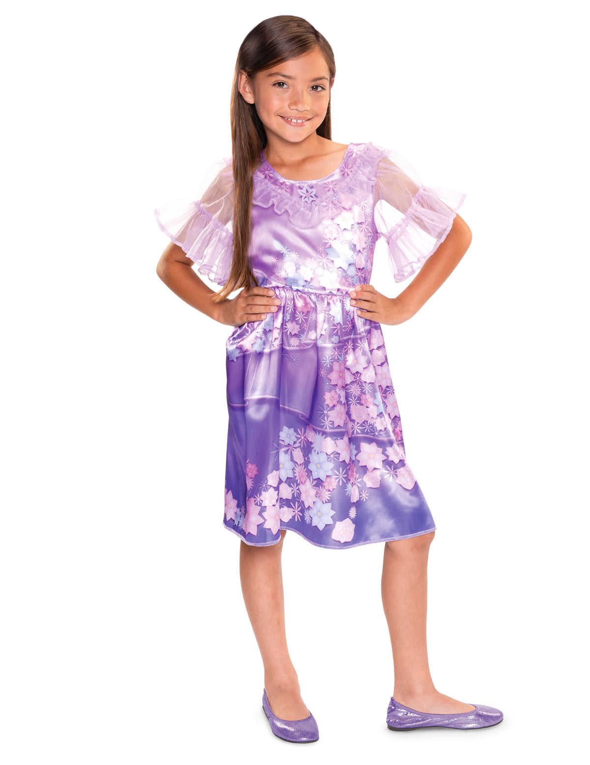 Déguisement Isabela Encanto pour enfant violet à fleurs