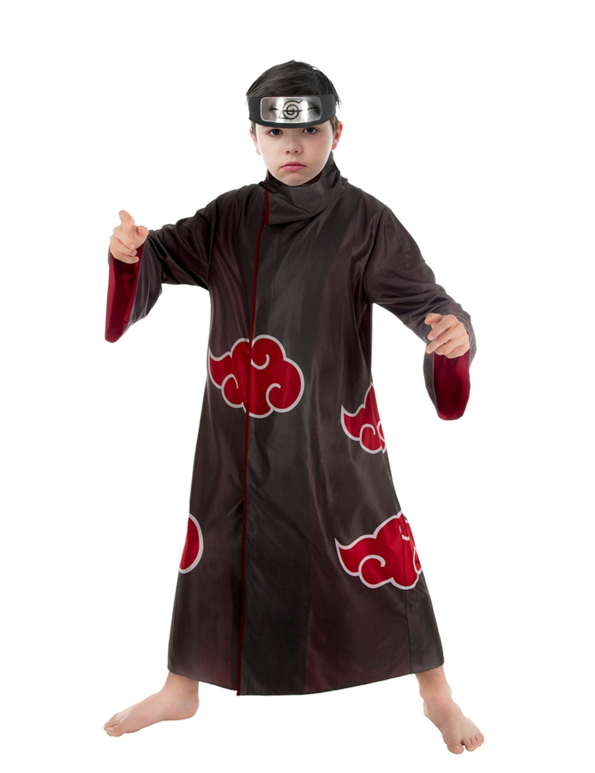 Déguisement Itachi Naruto™ pour enfant noir avec nuages rouges et bandeau