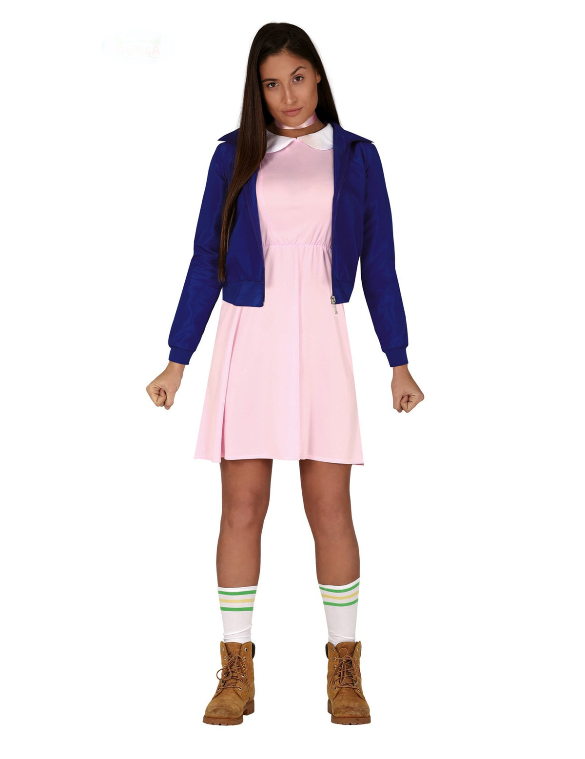 Déguisement jeune télépathe pour femme rose avec veste bleue