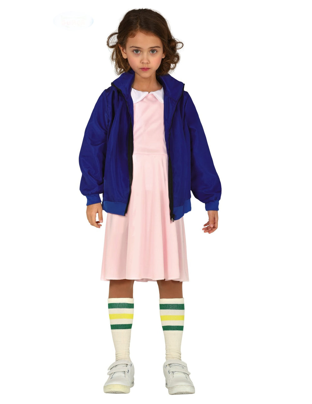 Déguisement de jeune télépathe pour fille avec robe rose et veste bleue