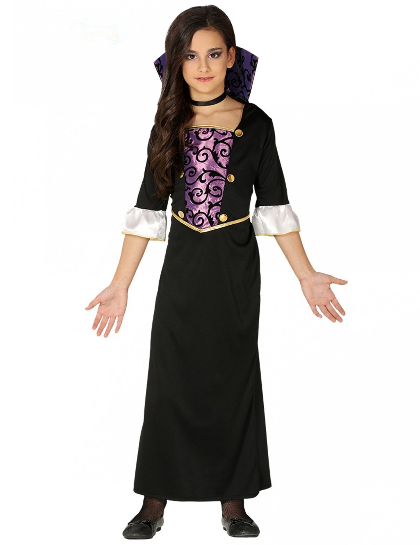 Déguisement de jeune vampire pour fille violet et noir