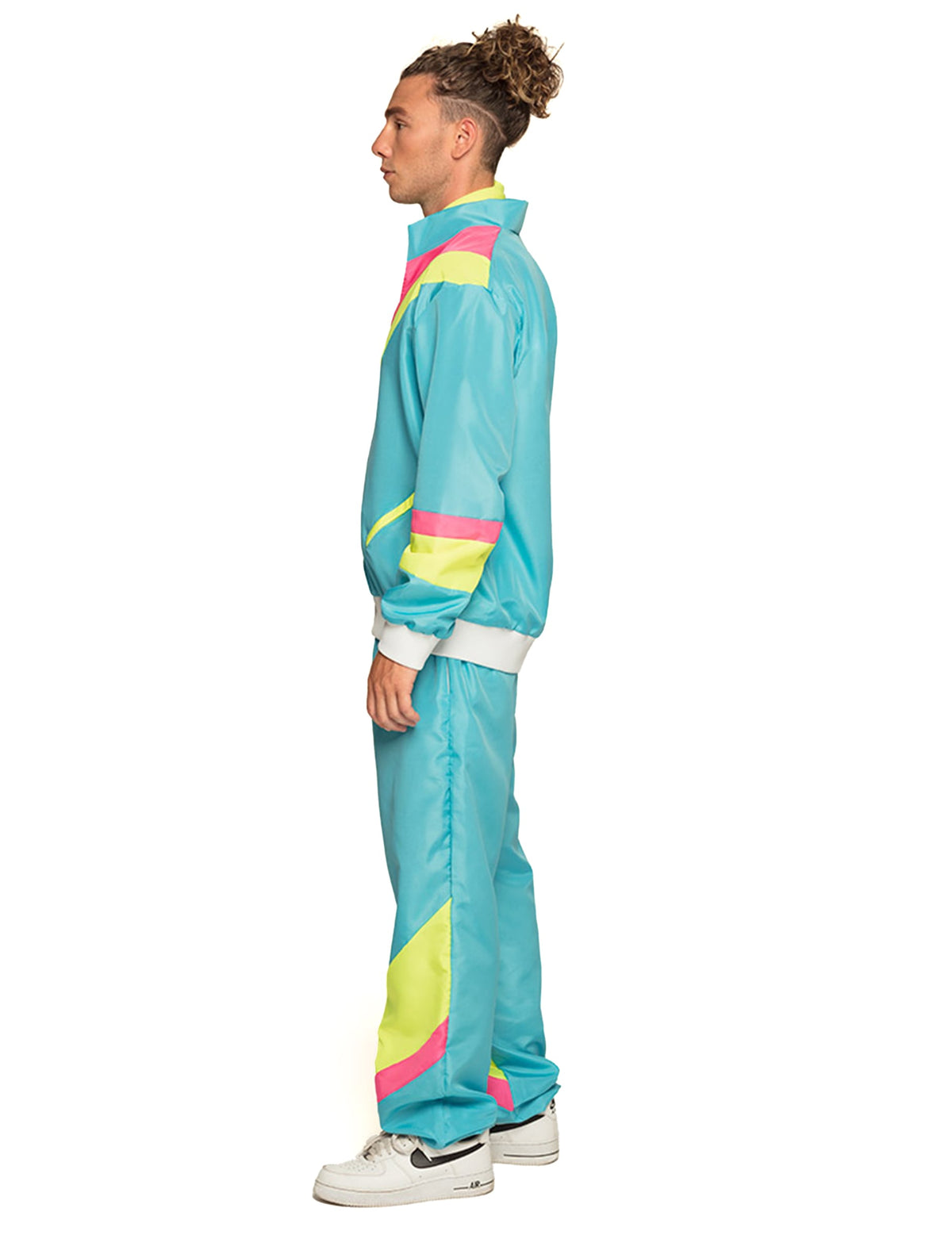 Disfarce de jogging retro azul néon para homem