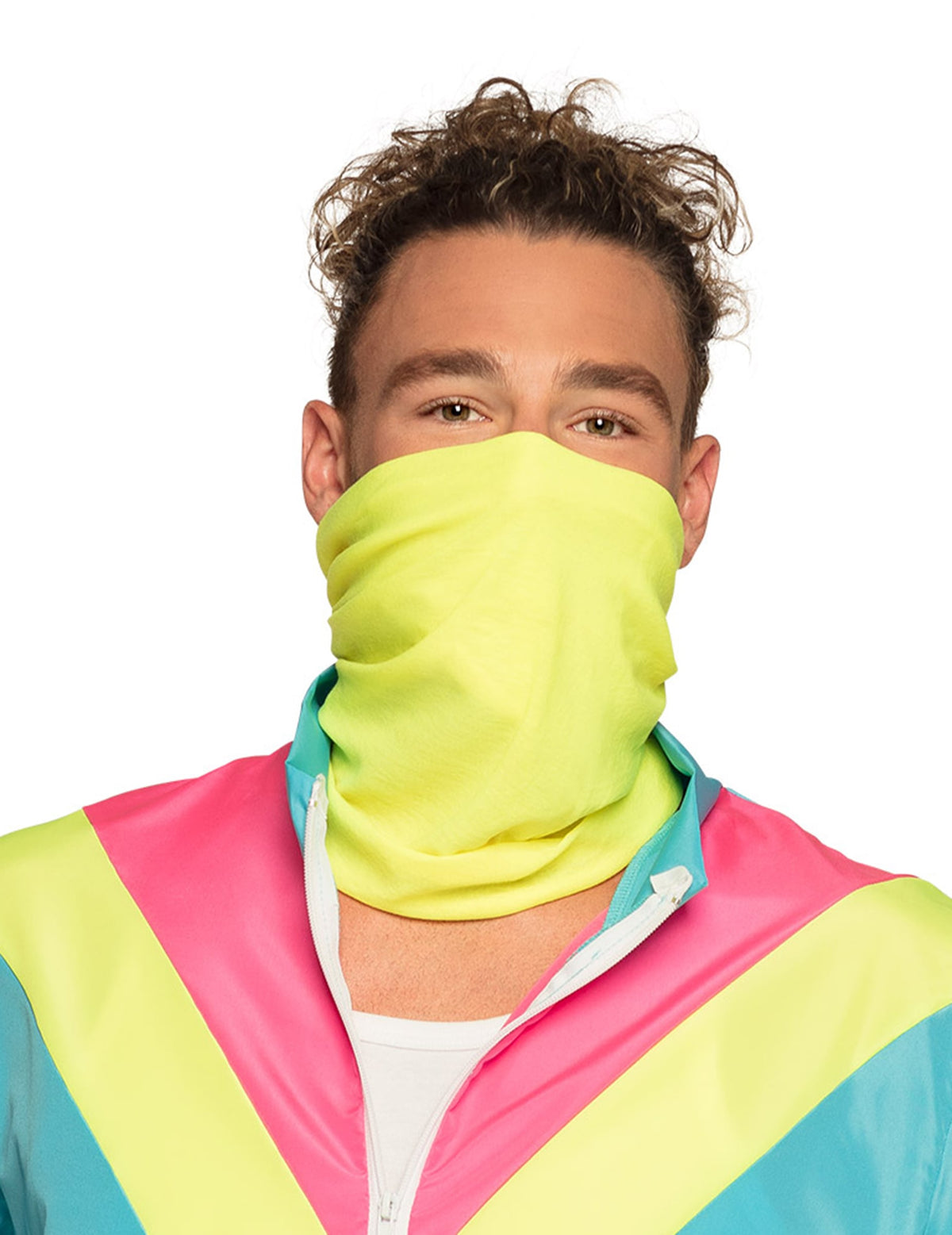 Disfarce de jogging retro azul néon para homem