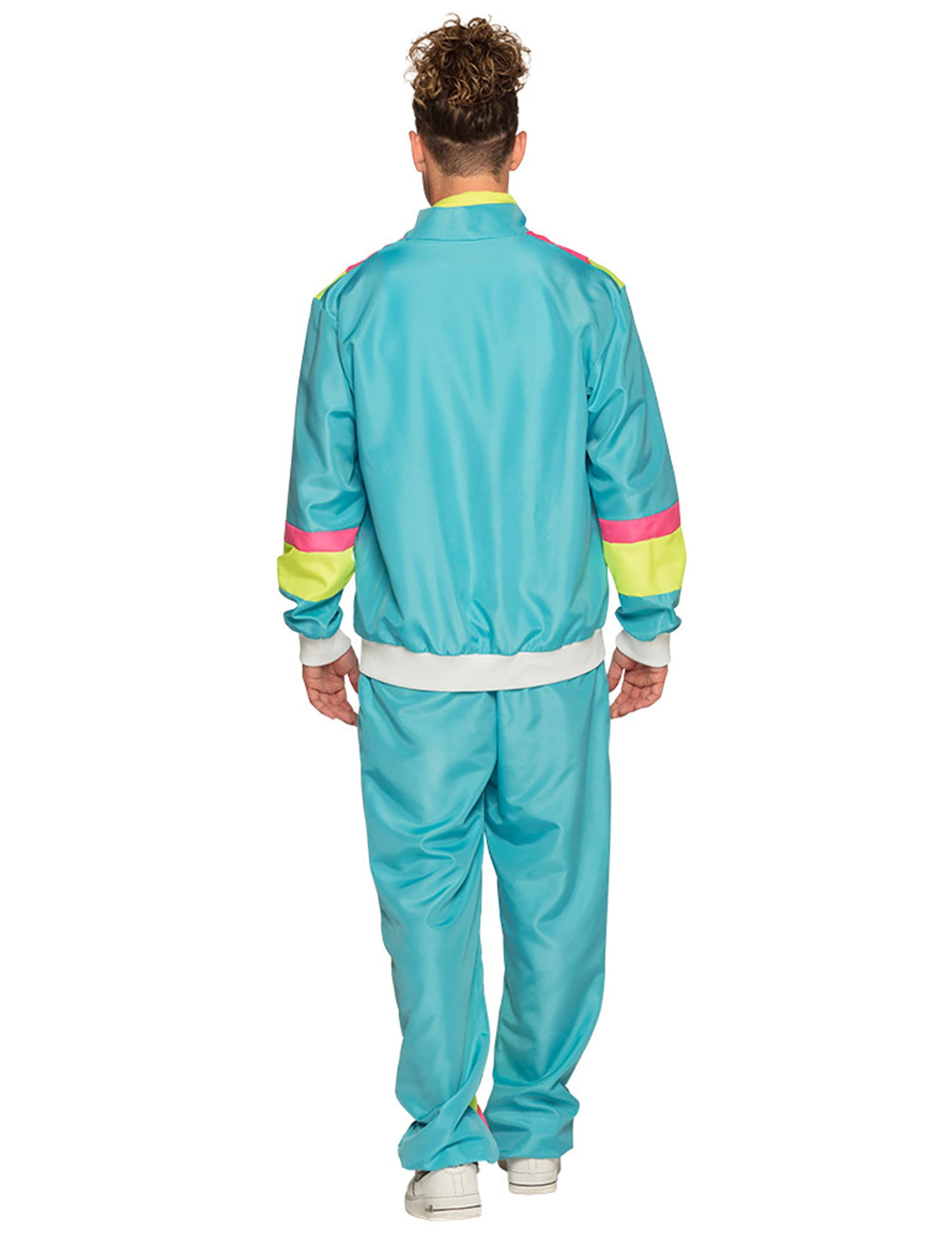Disfarce de jogging retro azul néon para homem