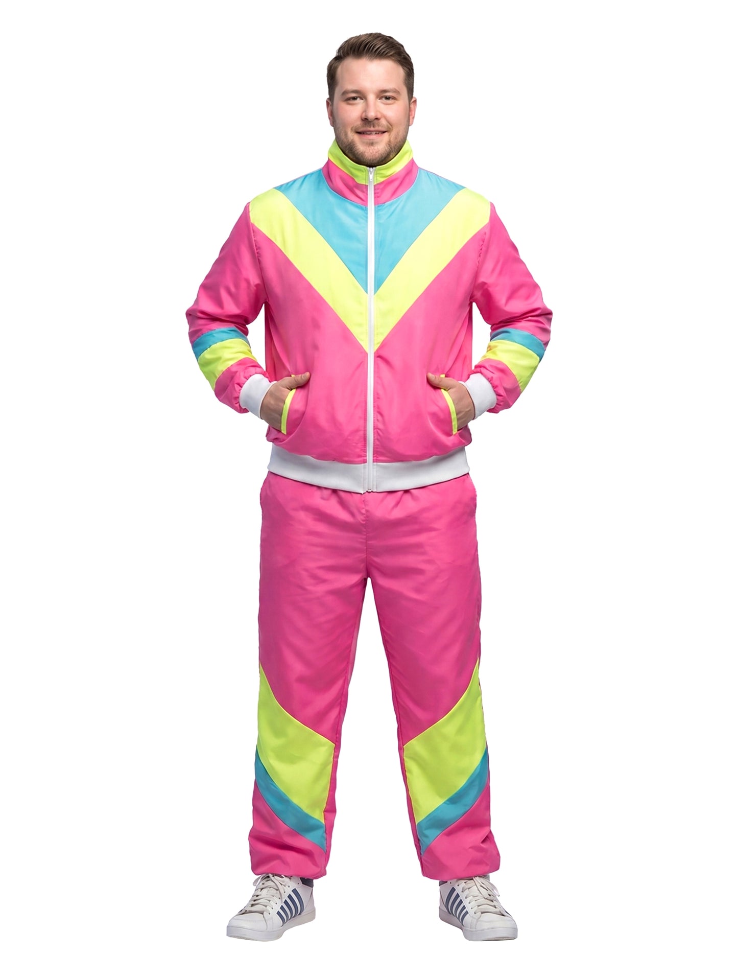 Déguisement Jogging Rétro Rose Fluo Homme