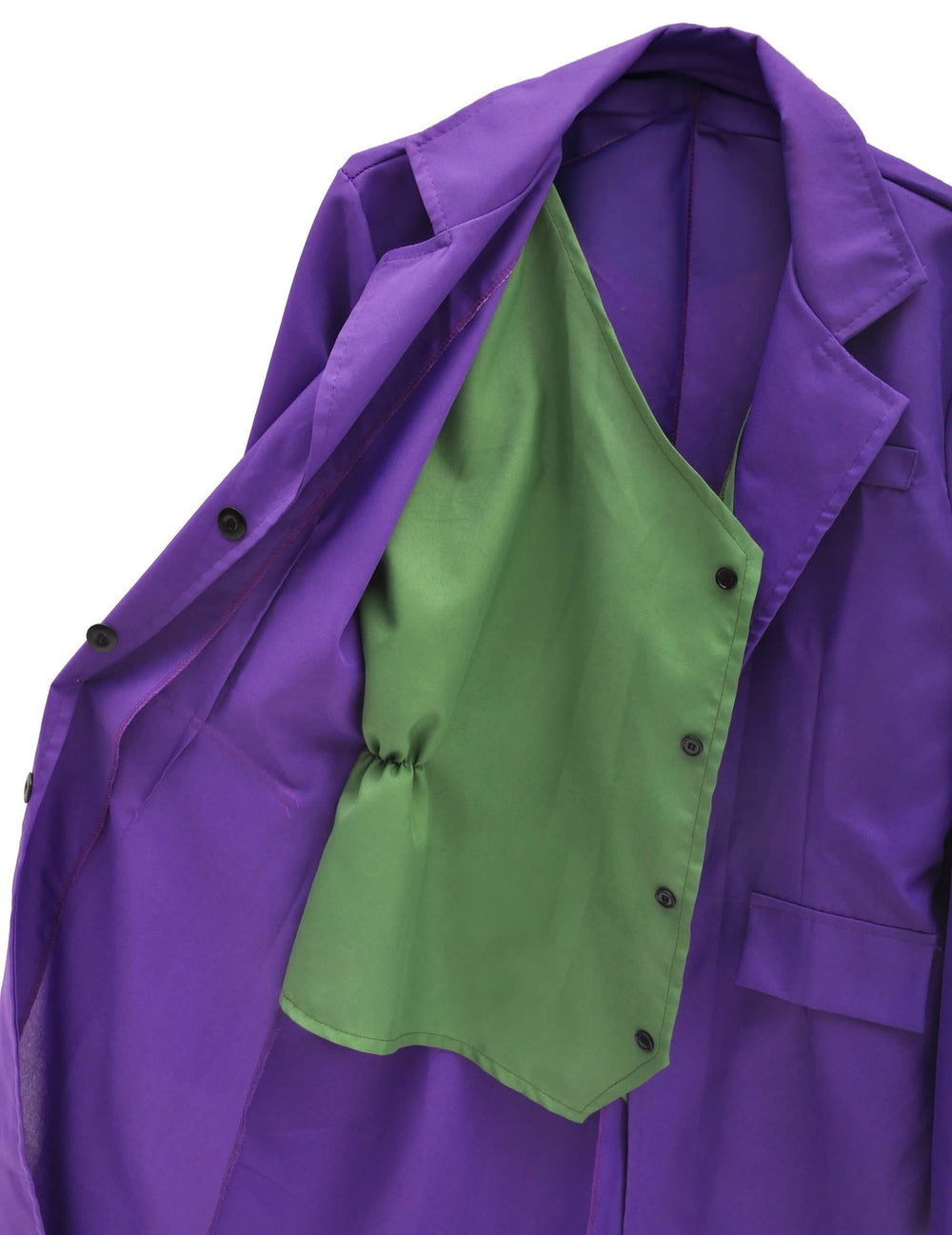 Detalhe do casaco e do colete do disfarce Joker™ para criança