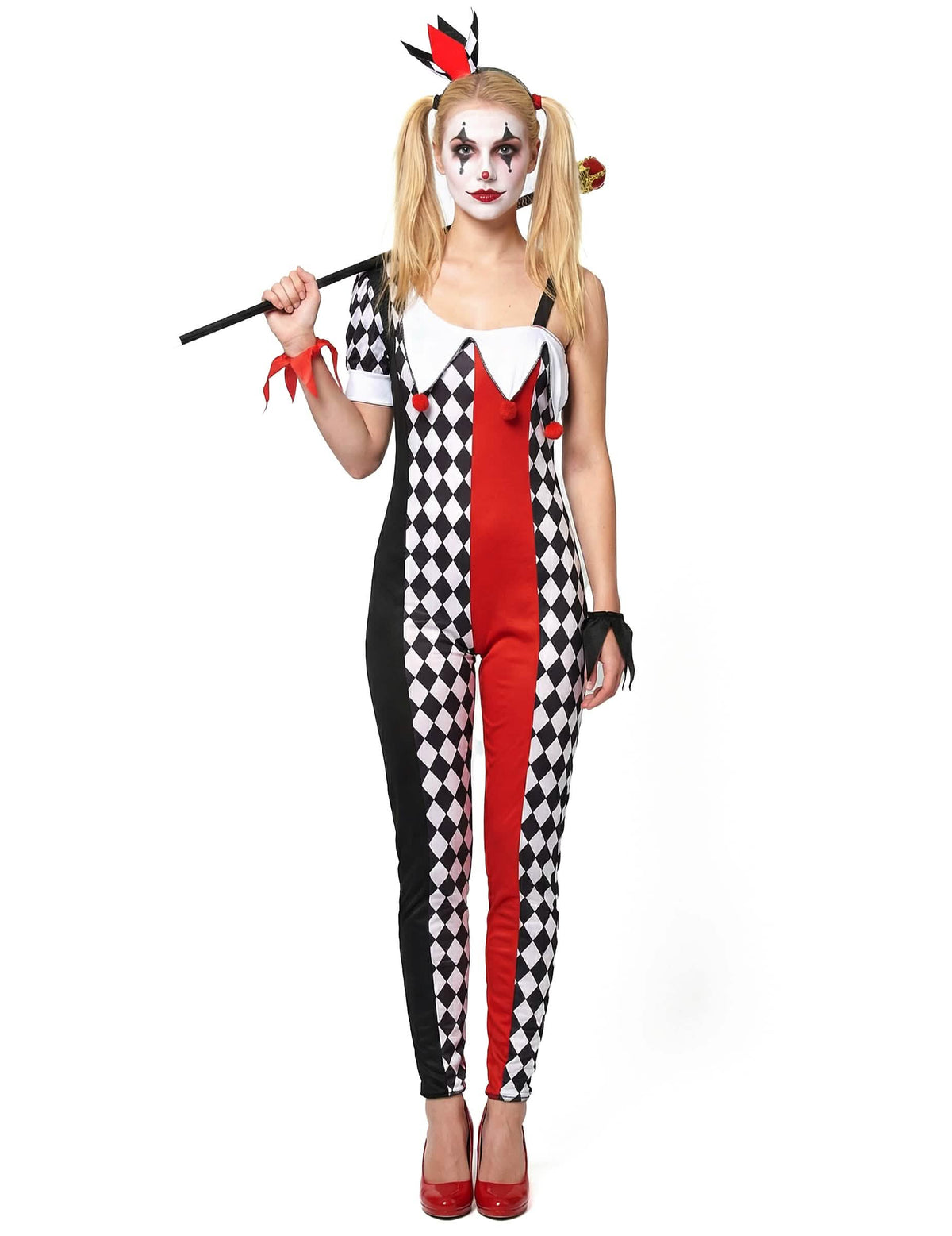 Vista frontal do disfarce de Joker para mulher