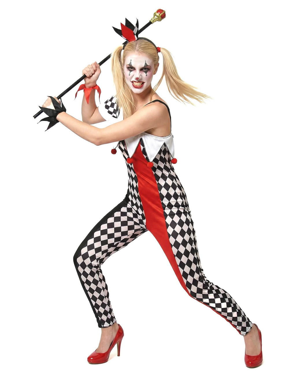 Vista de perfil do fato de Joker para mulher