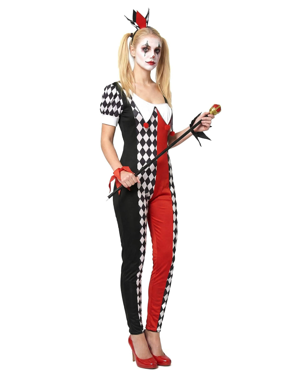 Cetro e bandolete do disfarce de joker para mulher