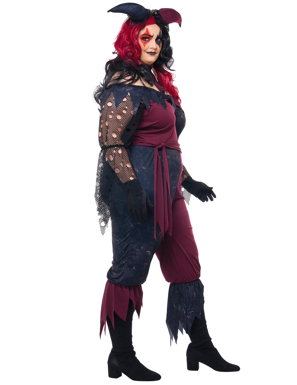 Vue de profil du déguisement joker psychopathe luxe pour femme