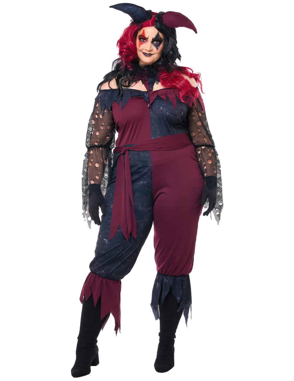 Vue de face du déguisement joker psychopathe luxe pour femme